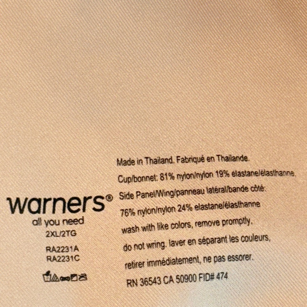 🆕 Warners No Side Effects Wireless Bra 2XL Tan~Smooth Support Seamless Comfort - Picture 9 of 16